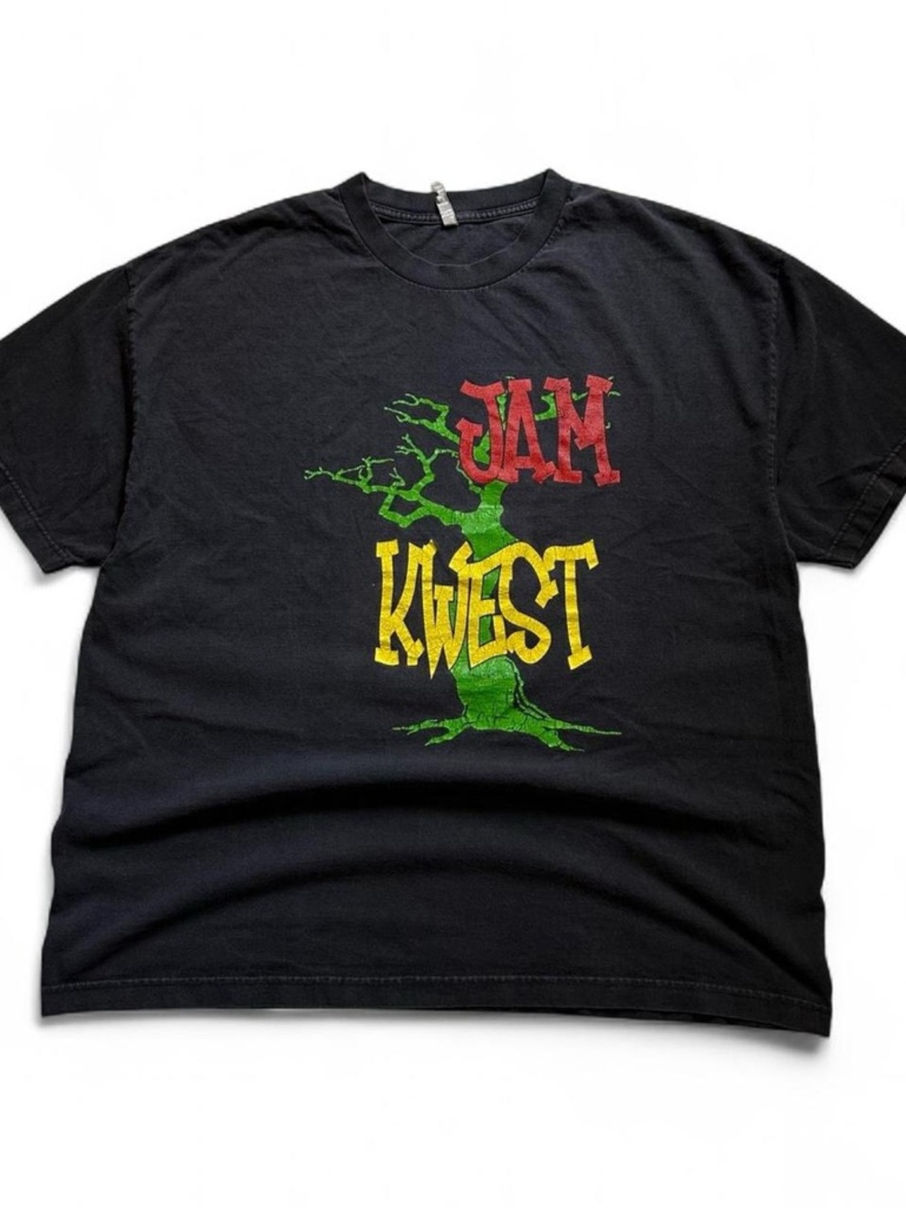 Vintage Jam Kwest Graphic Tee - Black with Red, Yellow & Green Print XXL